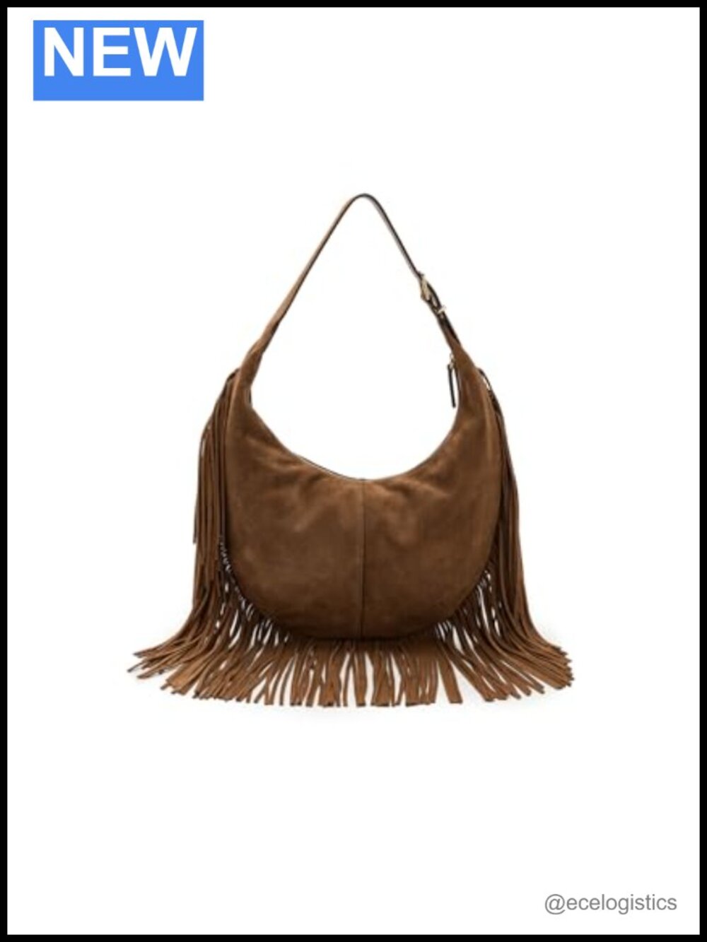 Fringed Suede Hobo Shoulder Bag with Adjustable Strap
